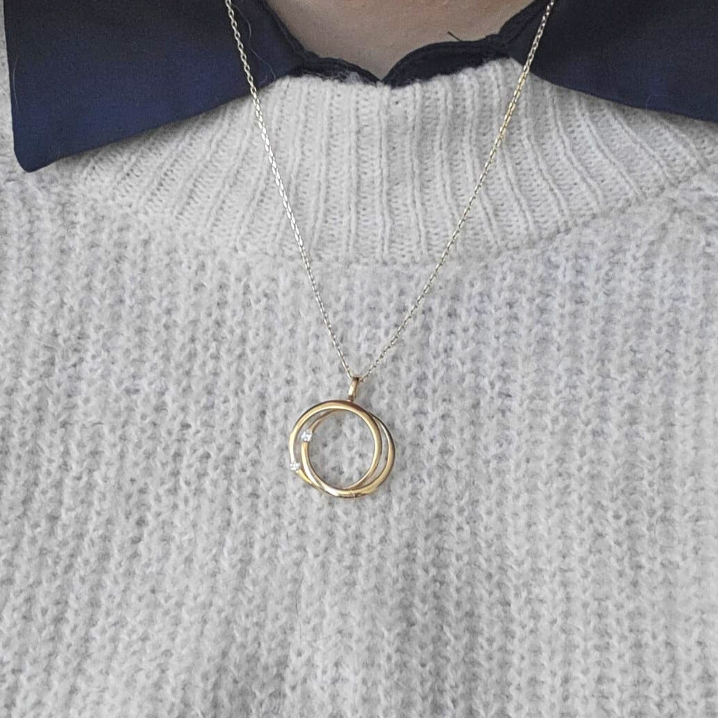 Pre-owned 14k gouden hanger met diamant