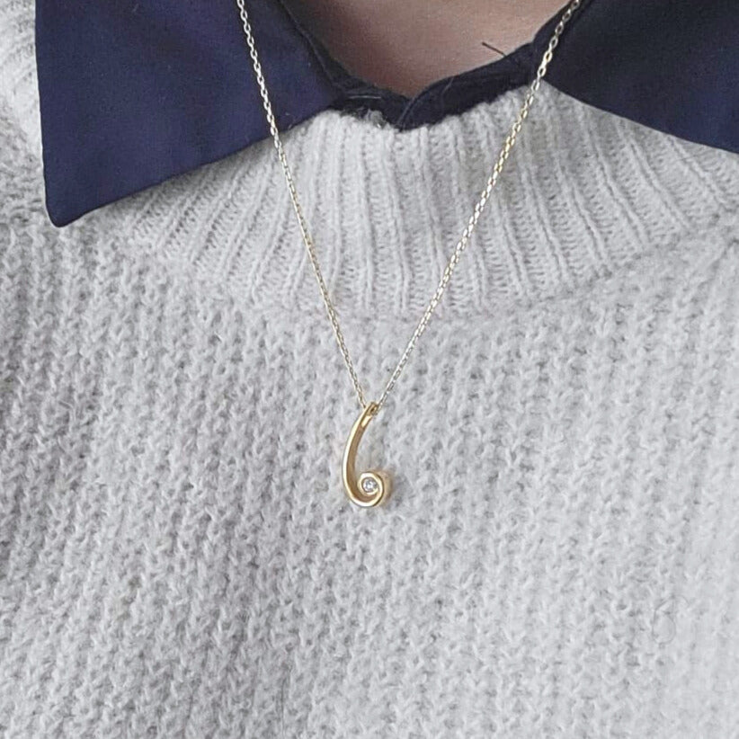 Pre-owned 14k gouden hanger met diamant