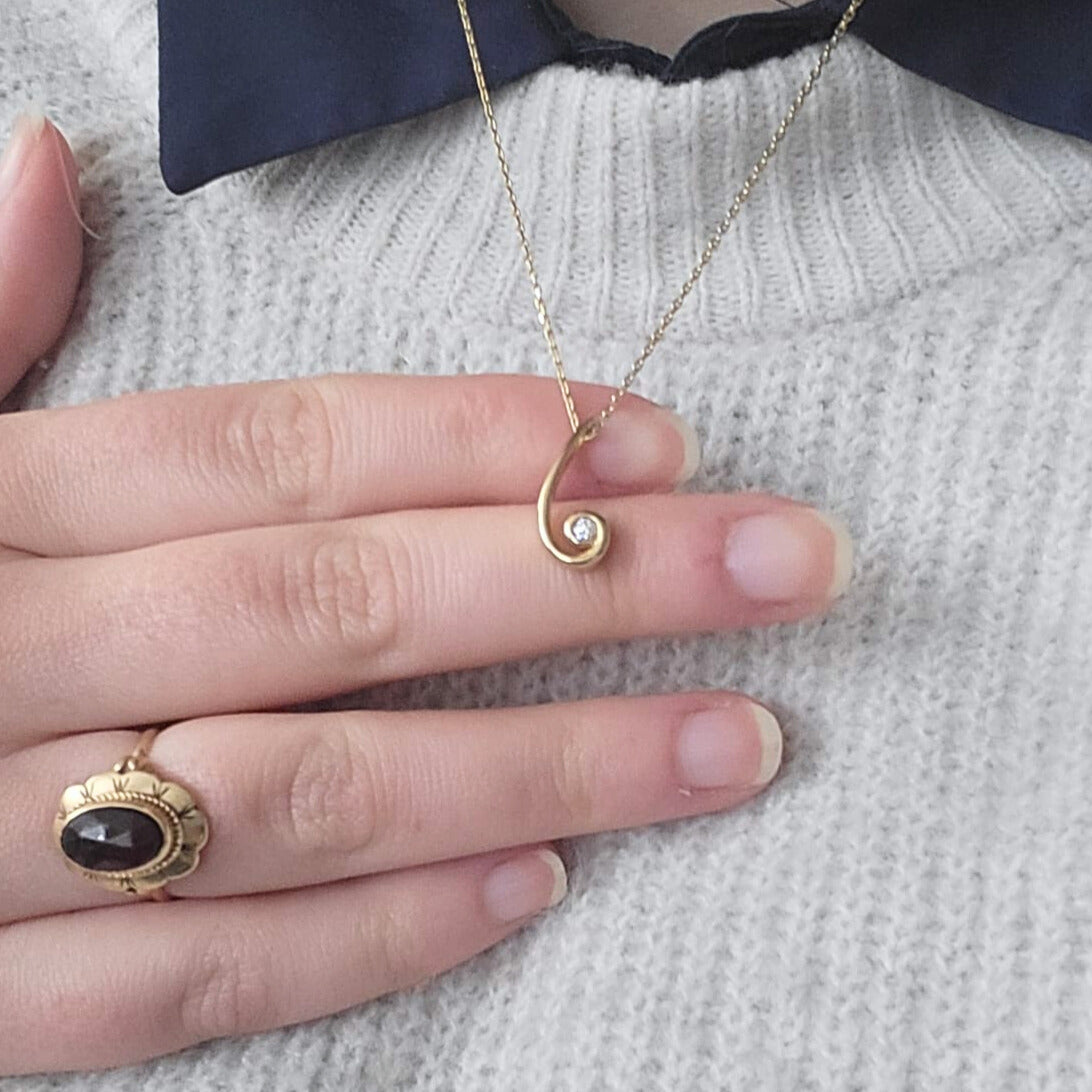 Pre-owned 14k gouden hanger met diamant