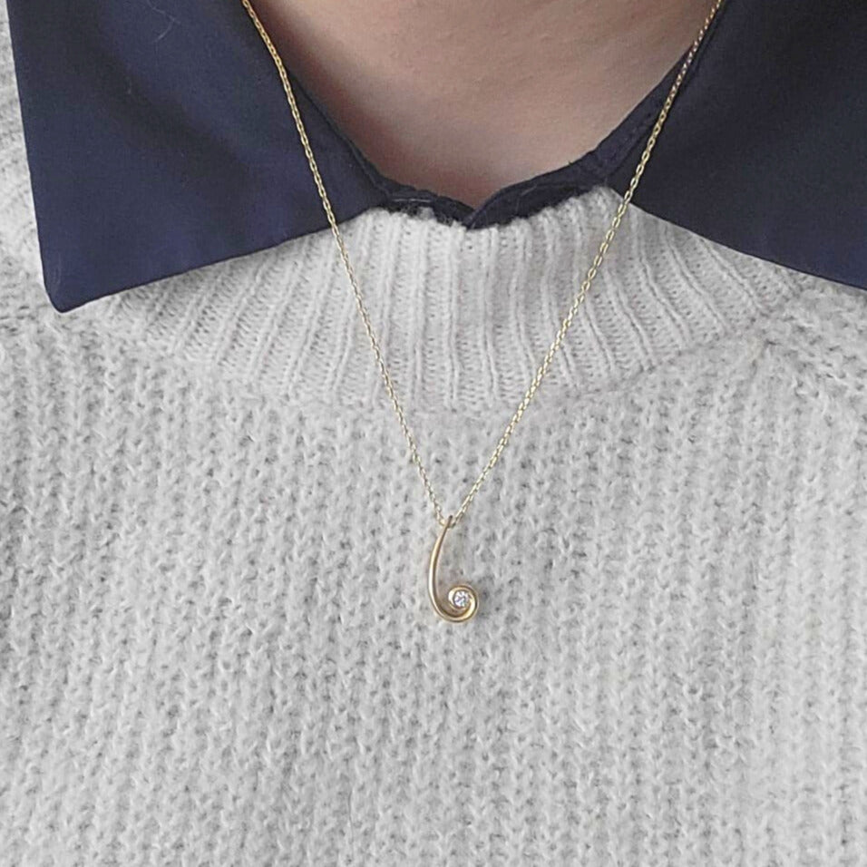 Pre-owned 14k gouden hanger met diamant