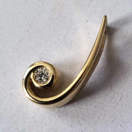 Pre-owned 14k gouden hanger met diamant
