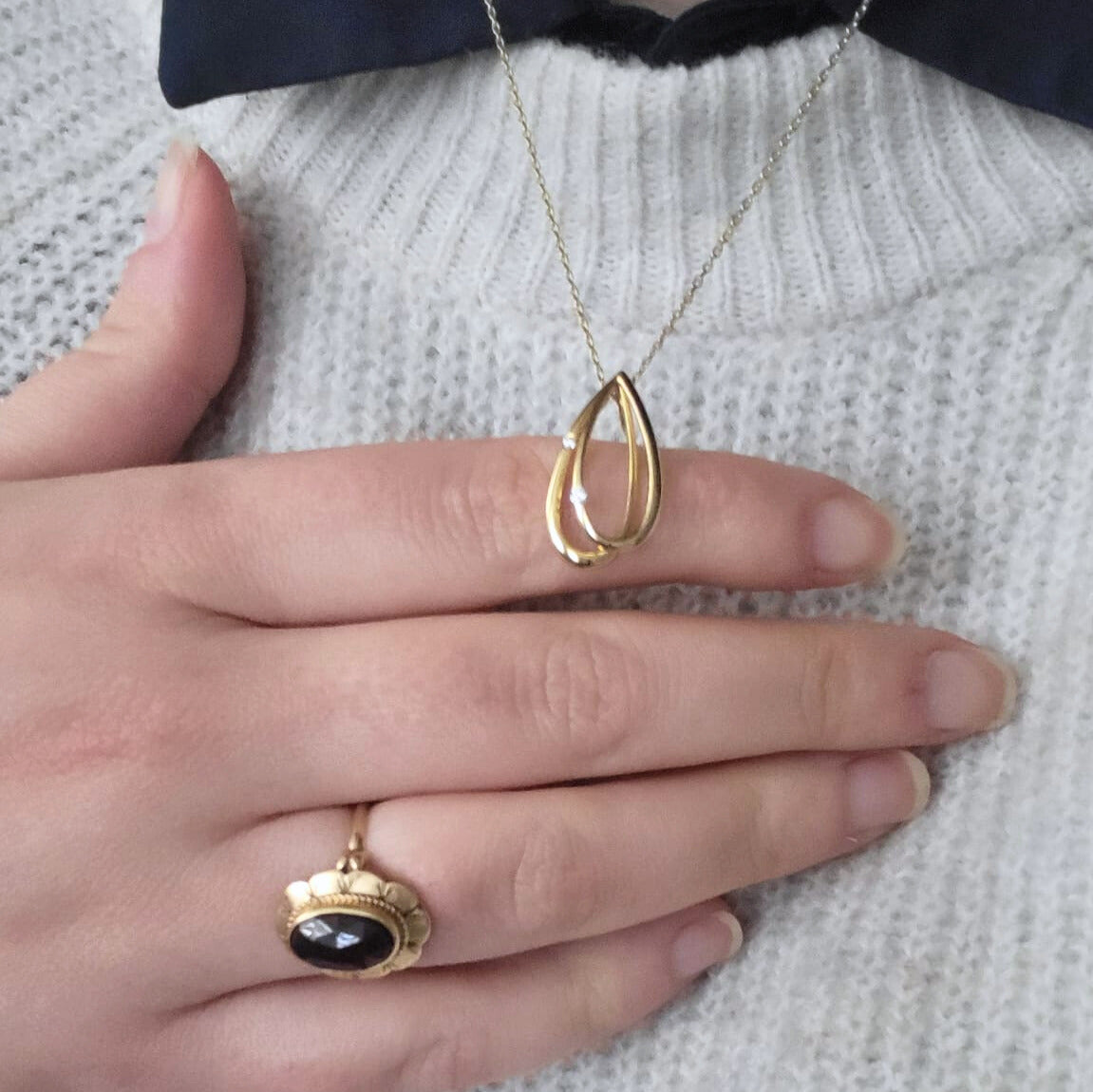 Pre-owned 14k gouden hanger met diamant