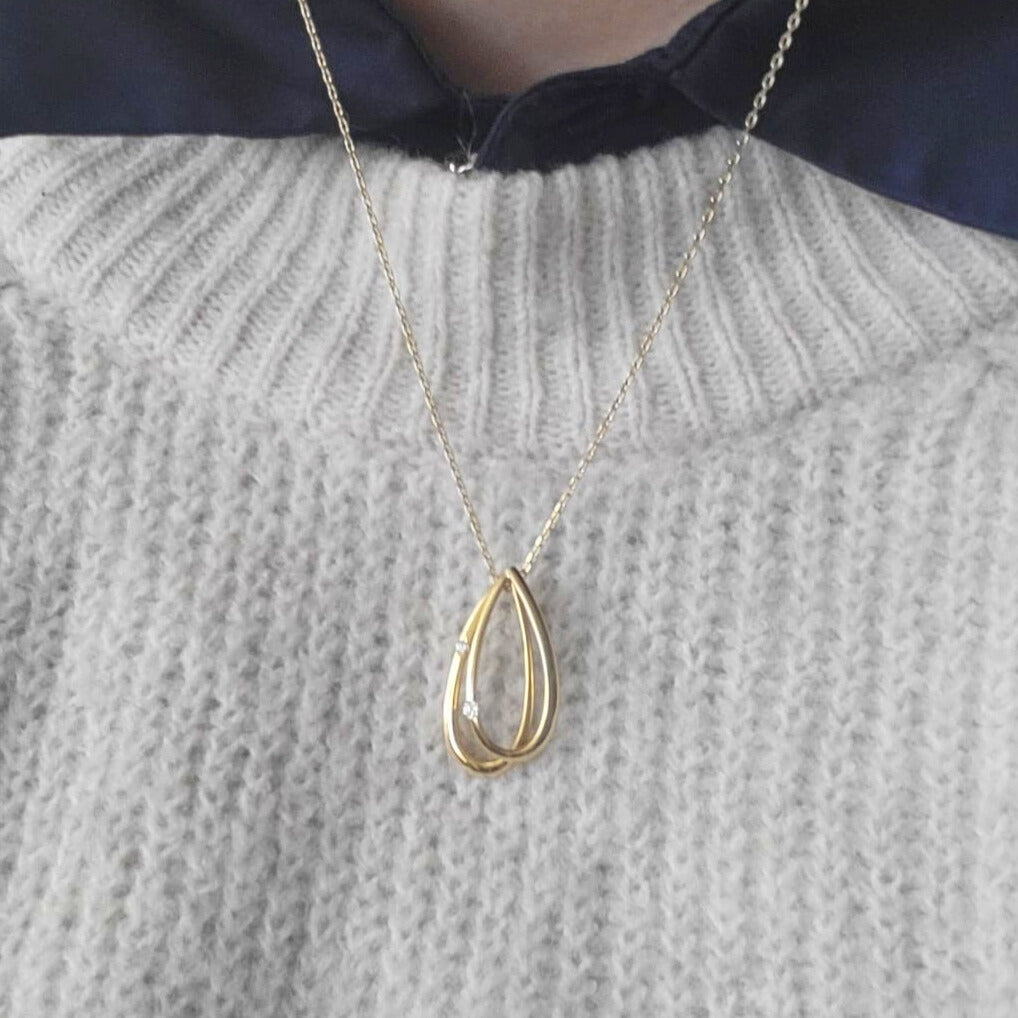 Pre-owned 14k gouden hanger met diamant