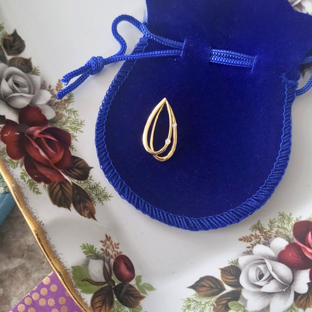 Pre-owned 14k gouden hanger met diamant