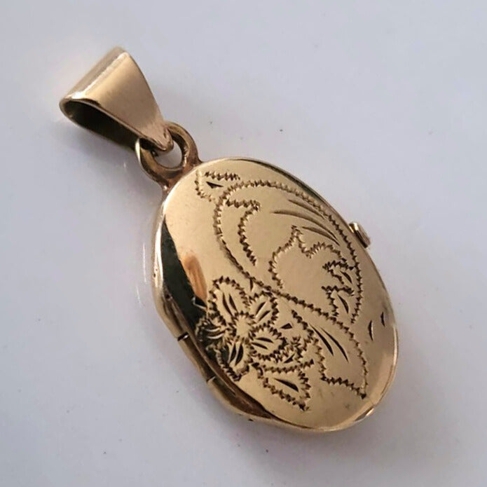 Vintage 14k gouden medaillon met bloemen