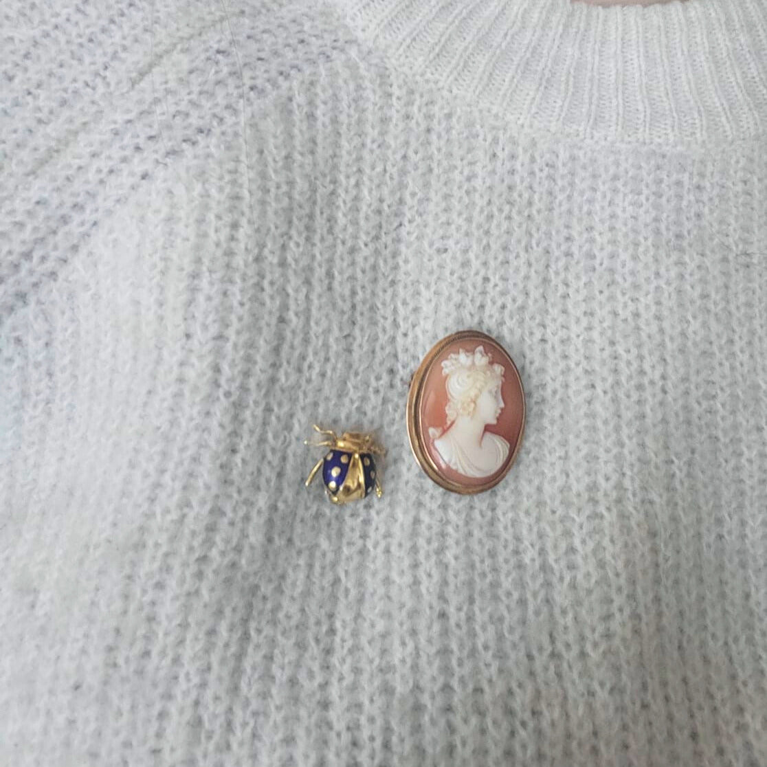 Vintage 18k gouden broche kever