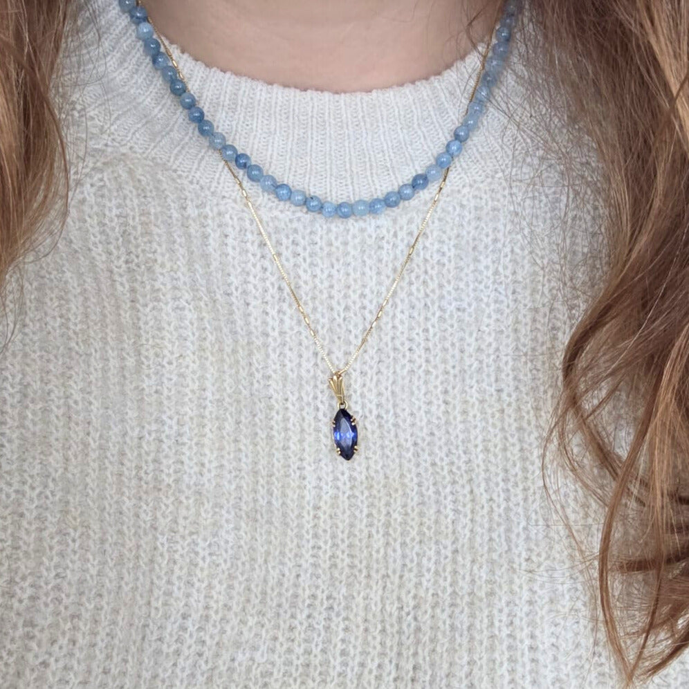 Vintage 14k gold pendant with sapphire