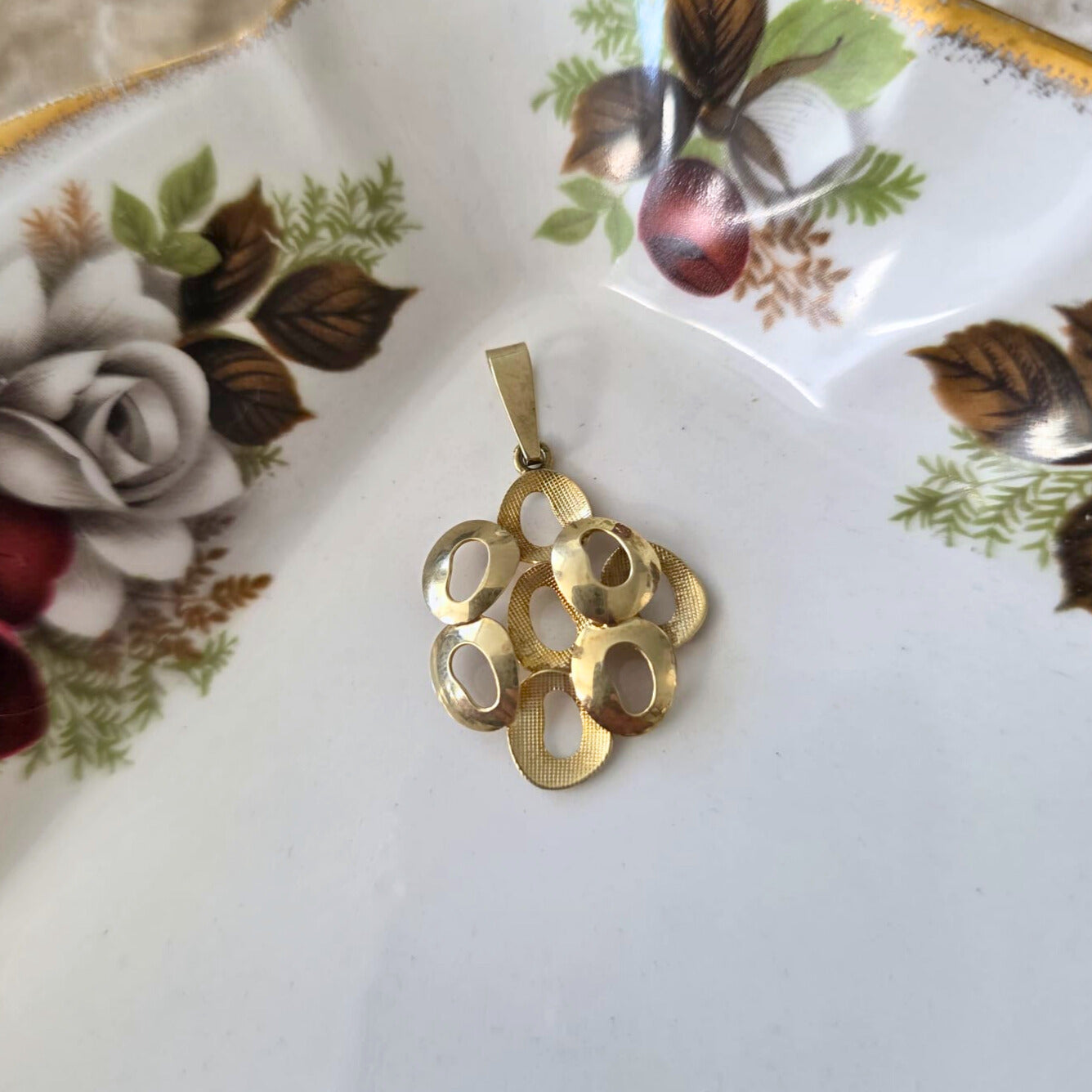 Vintage 14k gouden hanger abstract