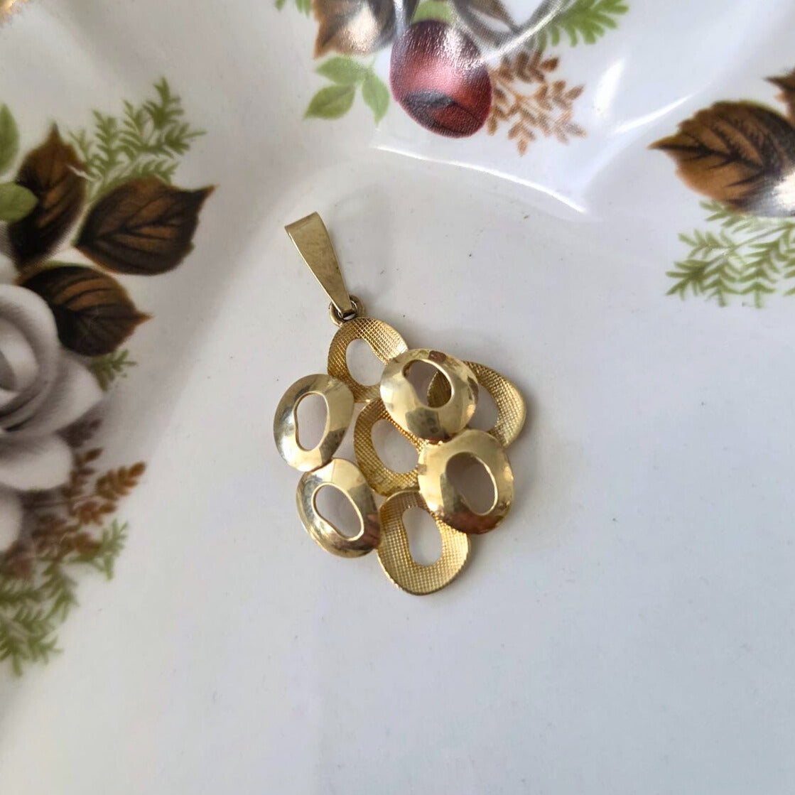 Vintage 14k gouden hanger abstract