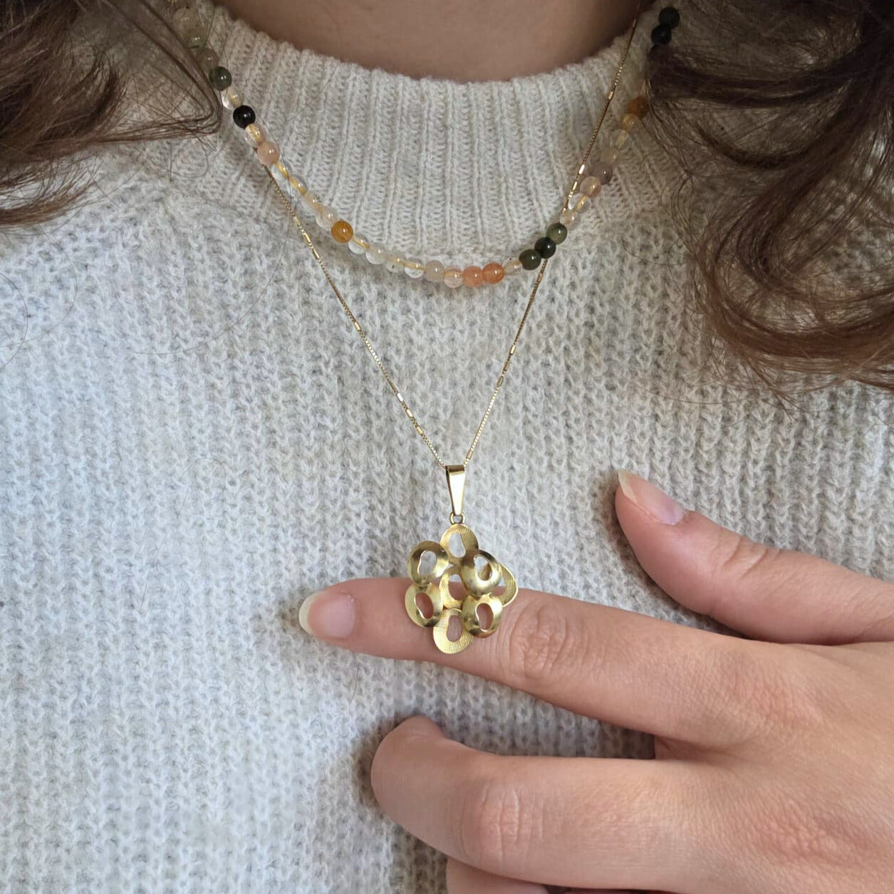 Vintage 14k gouden hanger abstract