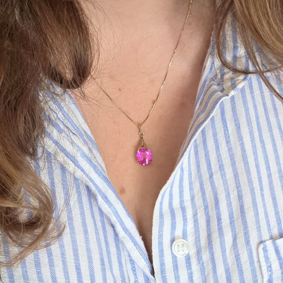 Vintage 14k gold pendant with ruby