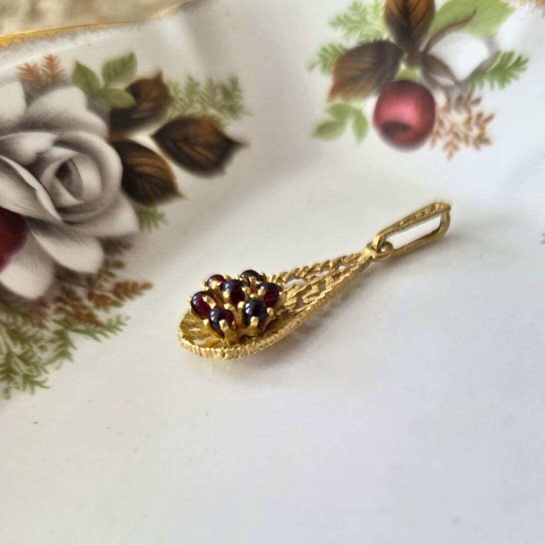 Vintage 14k gouden hanger met granaat