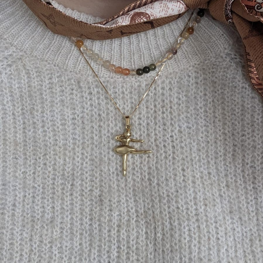 Vintage 14k gouden hanger ballerina
