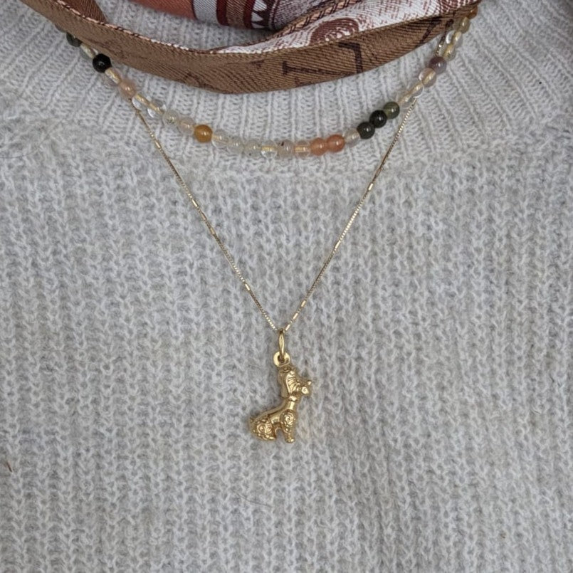 Vintage 18k gouden hanger poedel hond