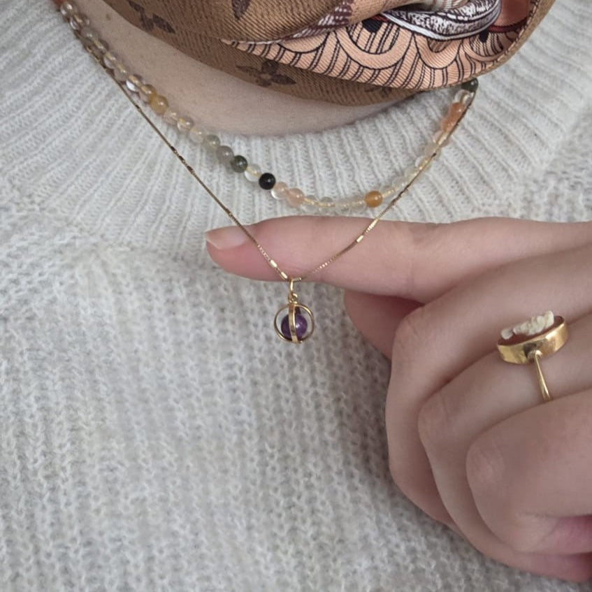 Vintage 18k gouden hanger amethist