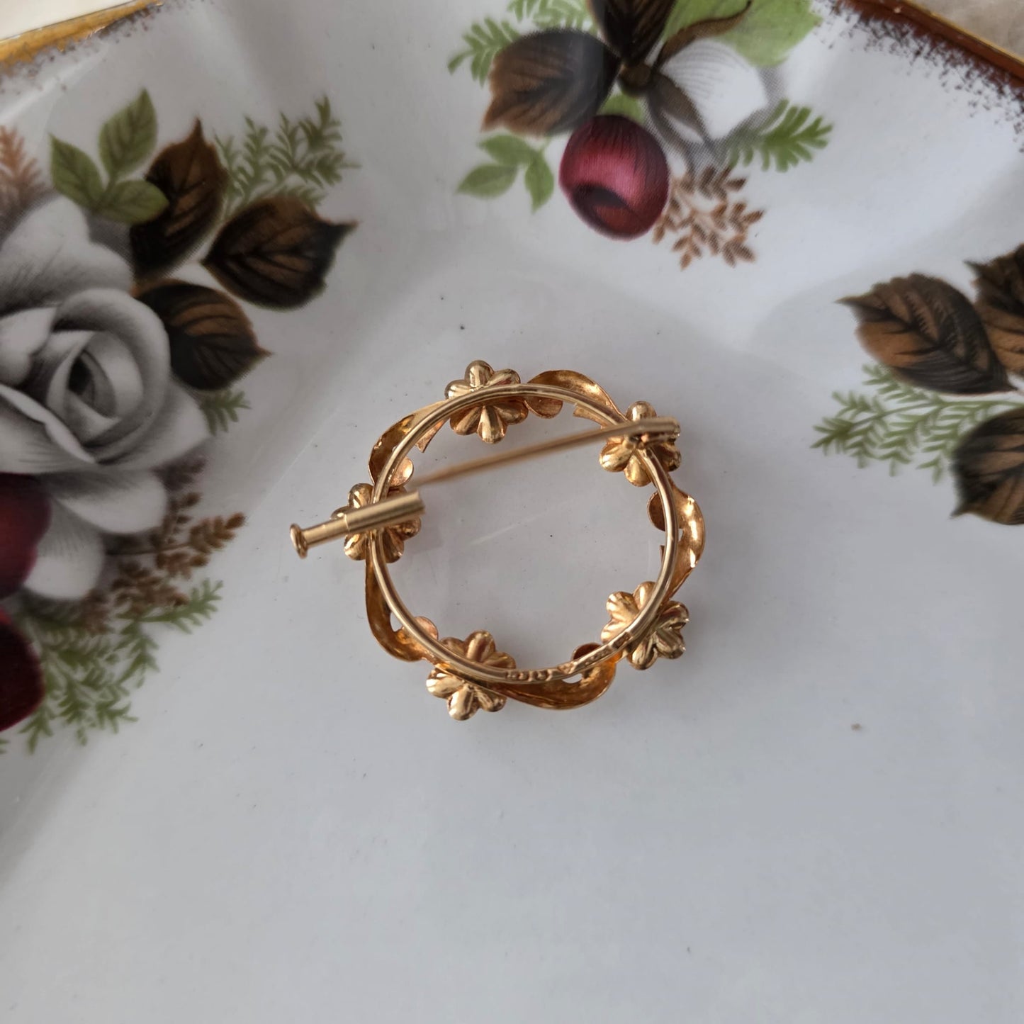 Vintage 18k gouden broche met parels
