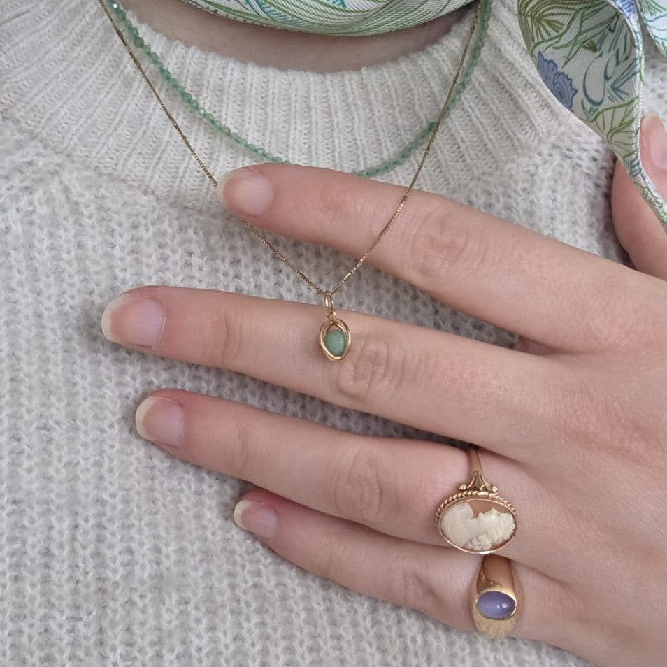 Vintage 18k gouden hanger groene jaspis