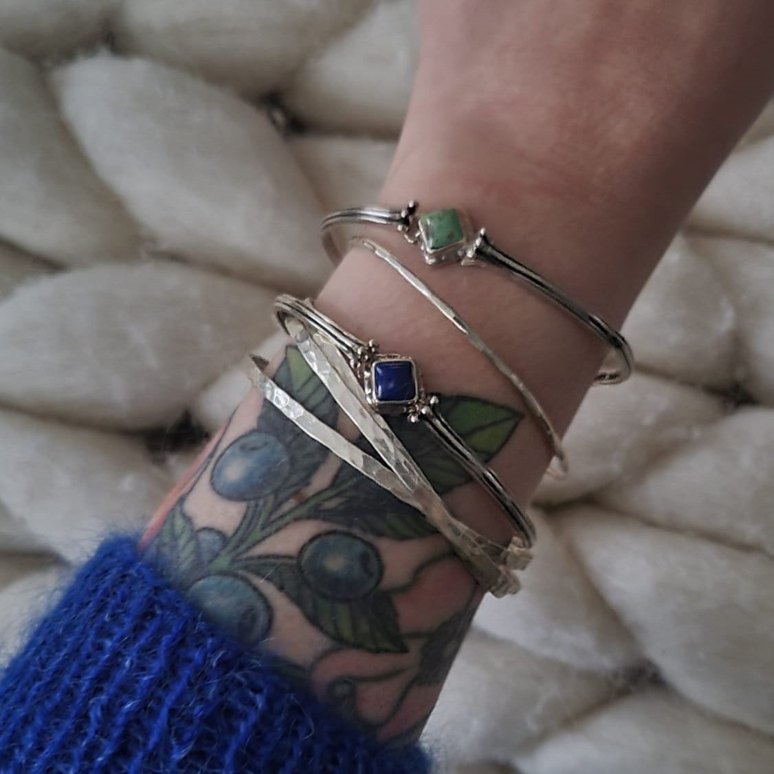 Barse Silver Hammered Bangles