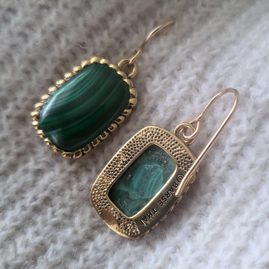 Barse Bronze Earrings Malachite