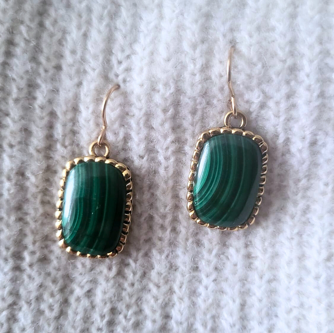 Barse Bronze Earrings Malachite