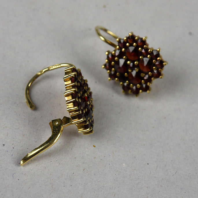 Vintage 14k gouden oorbellen granaat dormeuse