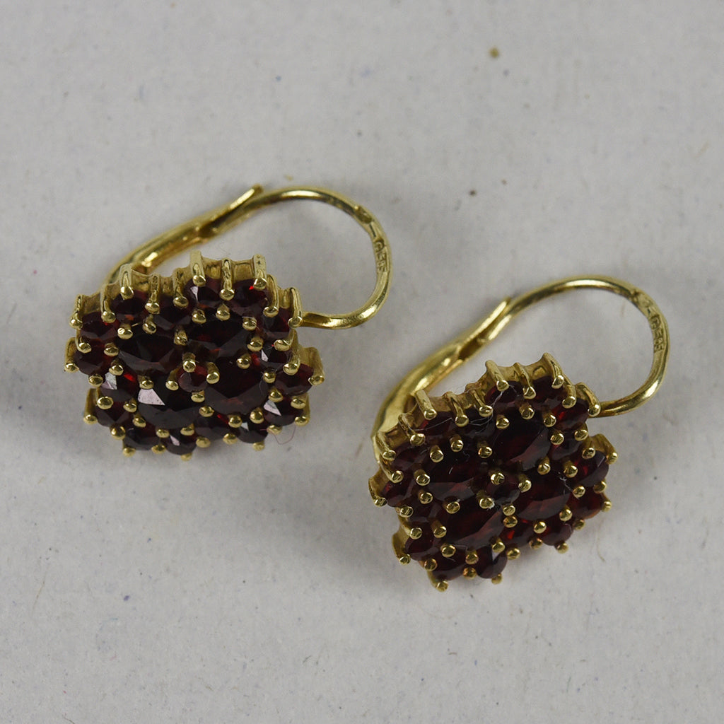 Vintage 14k gouden oorbellen granaat dormeuse