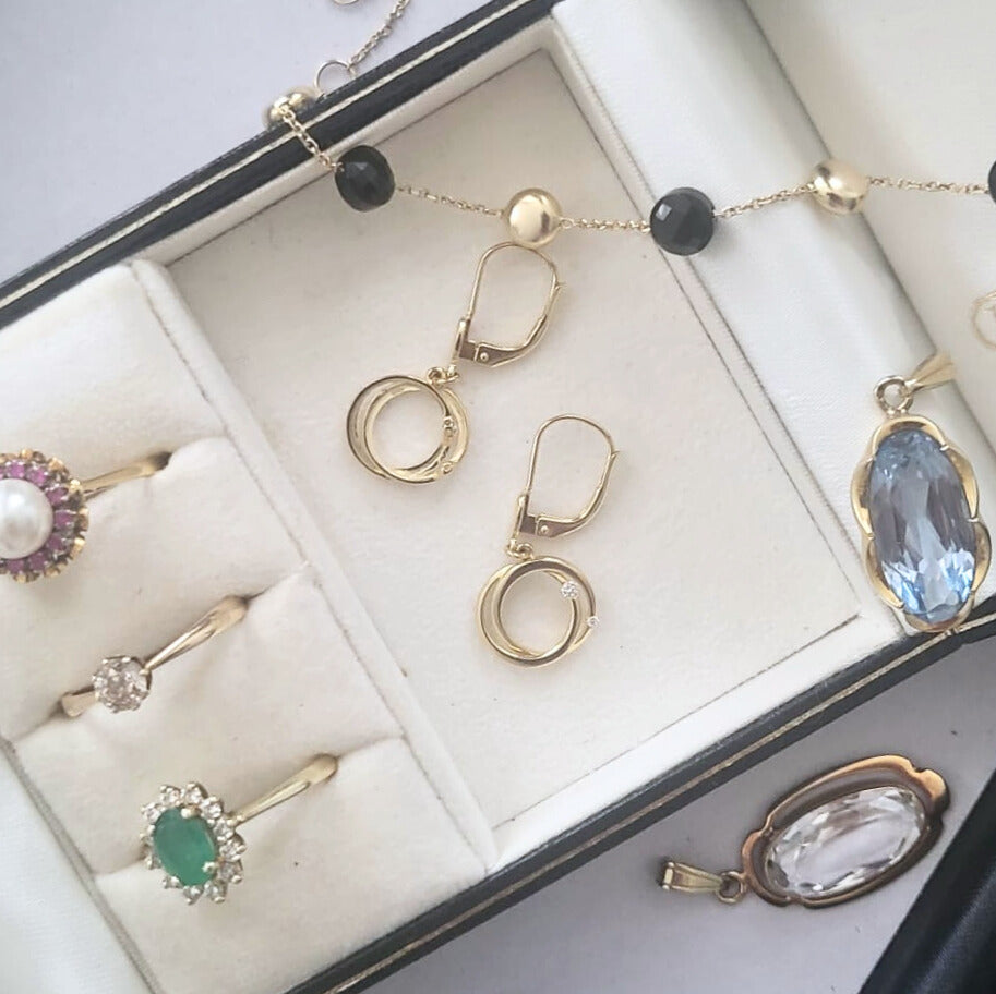 Pre-owned 14k gold diamond earrings