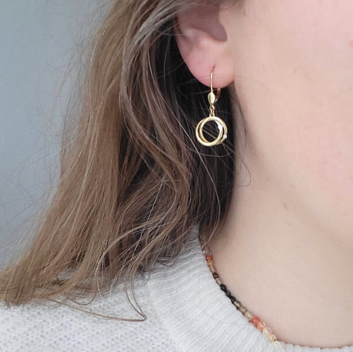 Pre-owned 14k gold diamond earrings