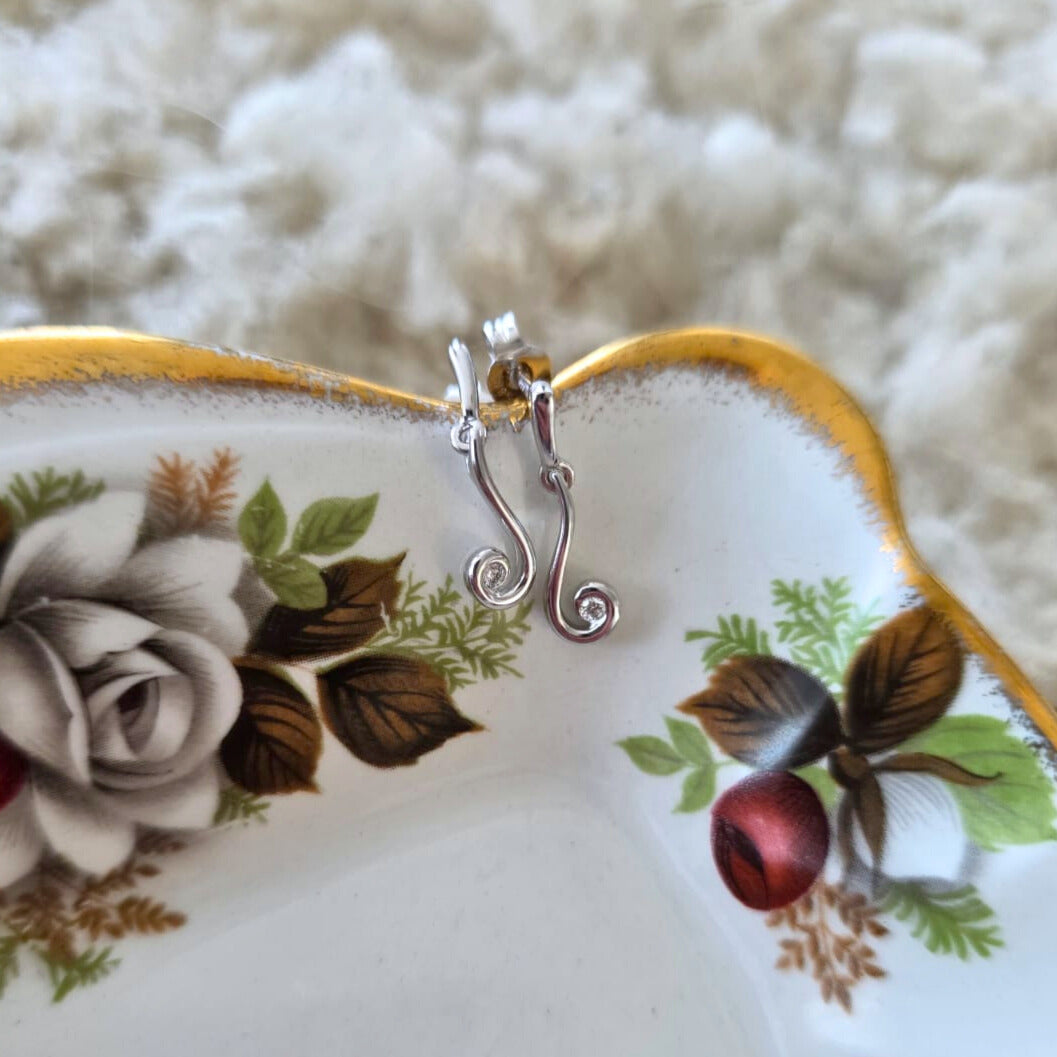 Pre-owned 14k wit gouden oorstekers diamant