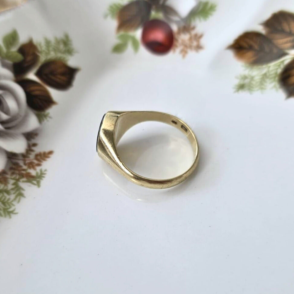 Vintage 14k gouden zegel ring met onyx
