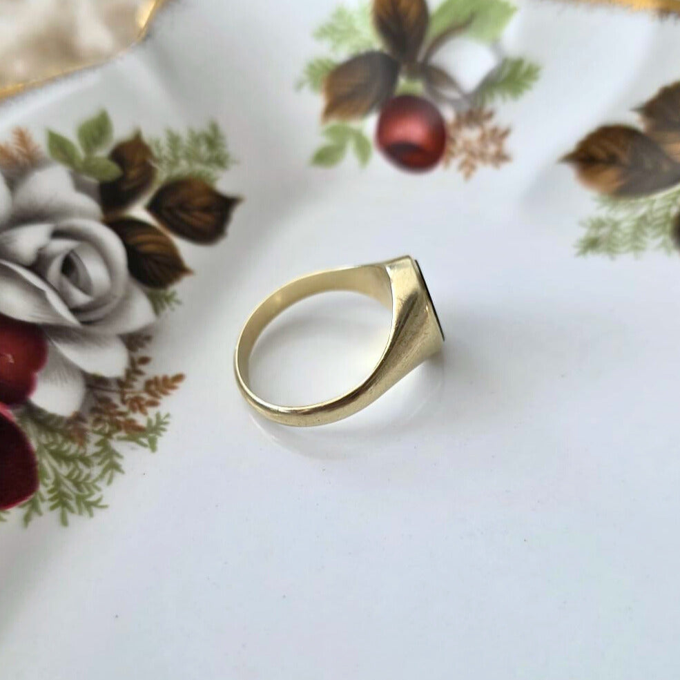 Vintage 14k gouden zegel ring met onyx