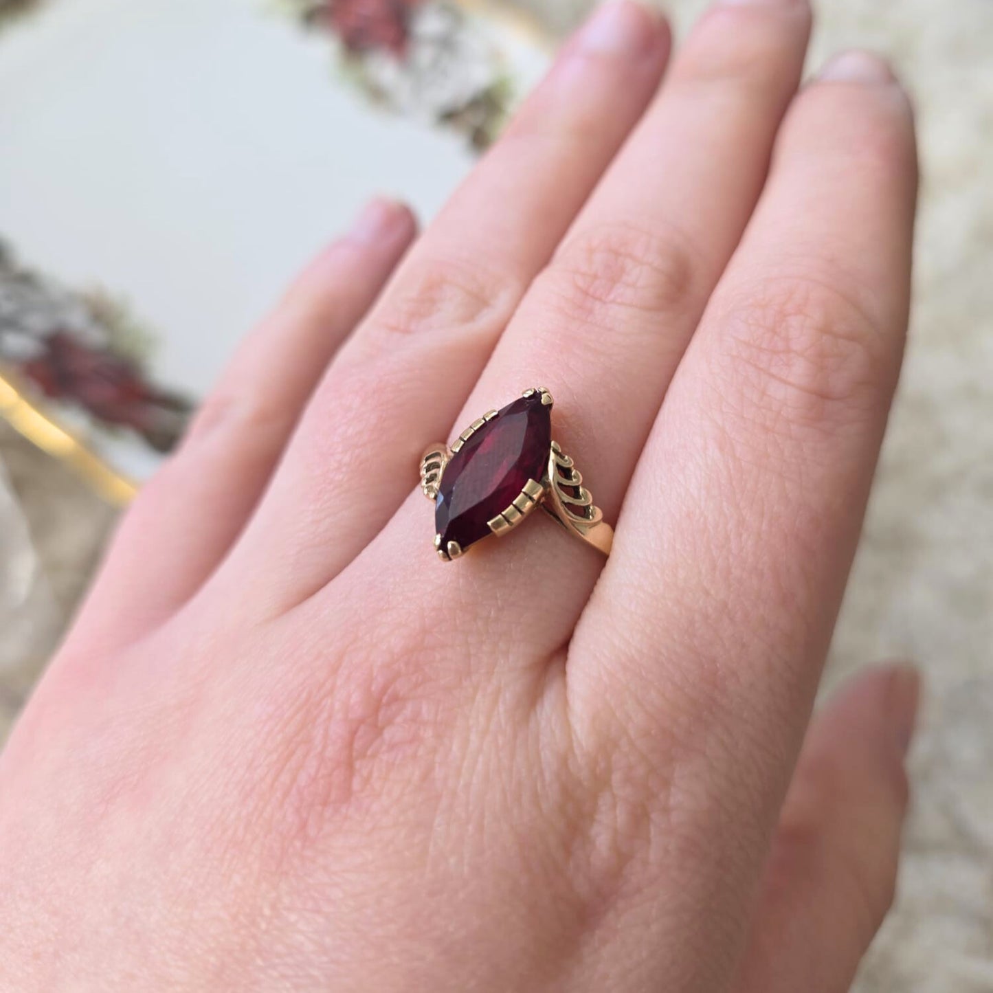 Vintage 14k gouden ring met robijn