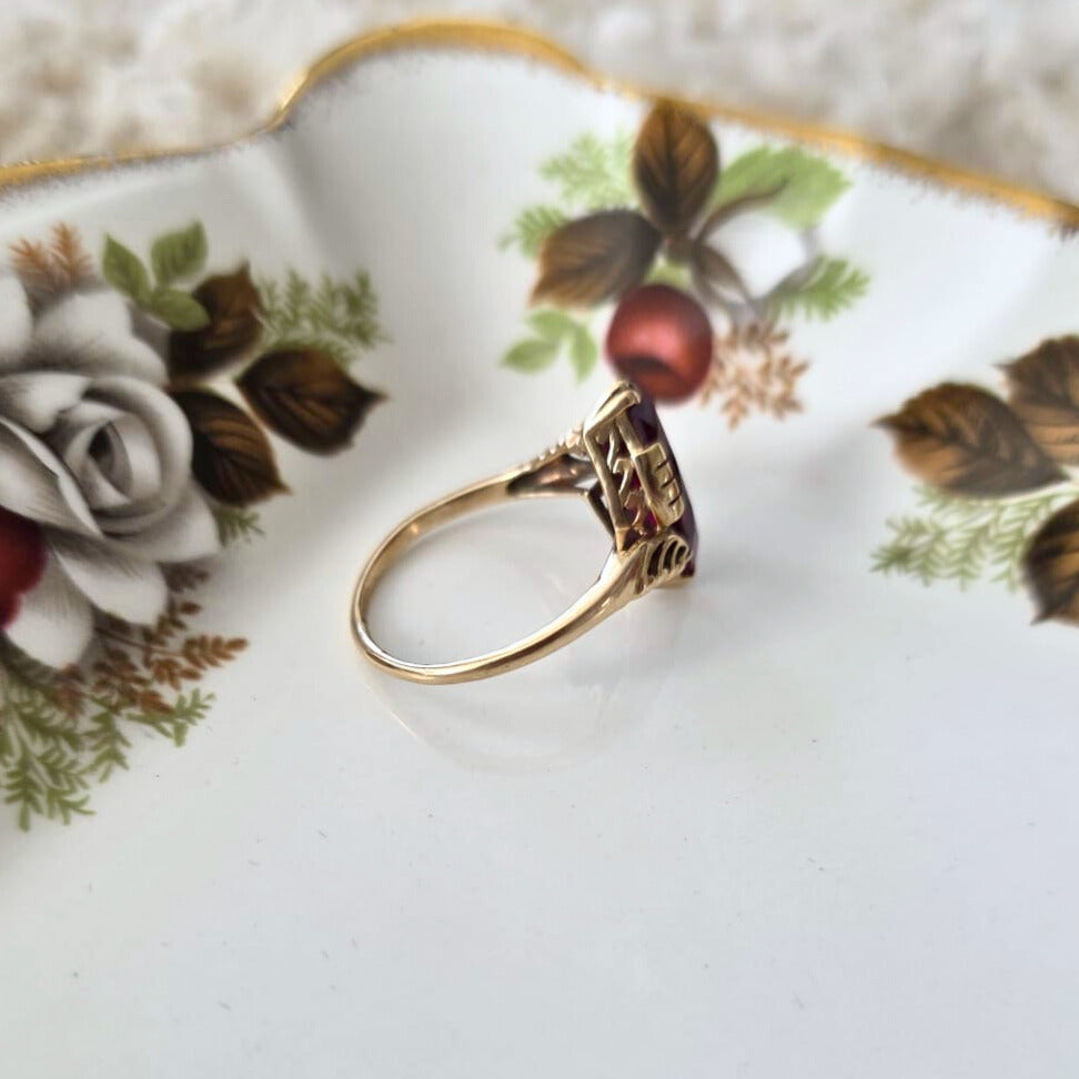 Vintage 14k gouden ring met robijn