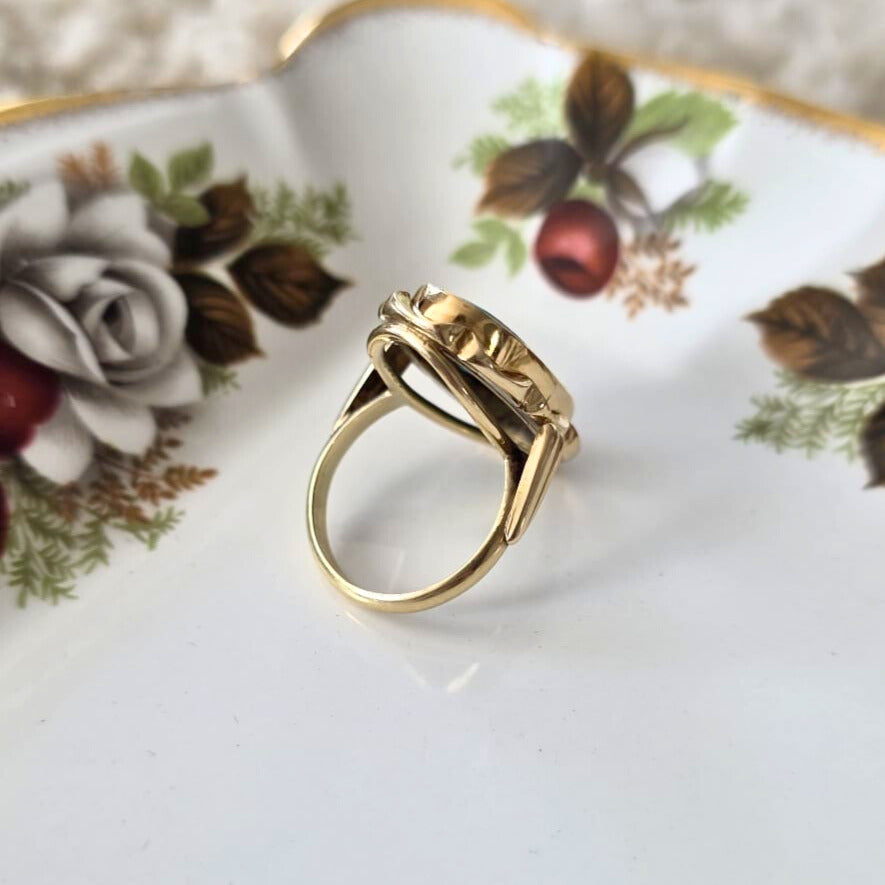 Vintage 14k gold statement ring with turquoise