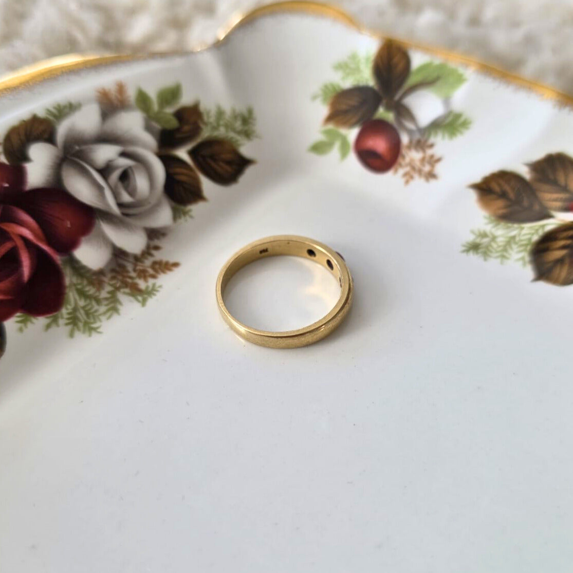 Vintage 18k gold ring with ruby and diamond