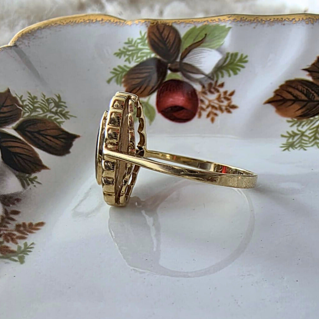 Vintage 8k ring met granaat