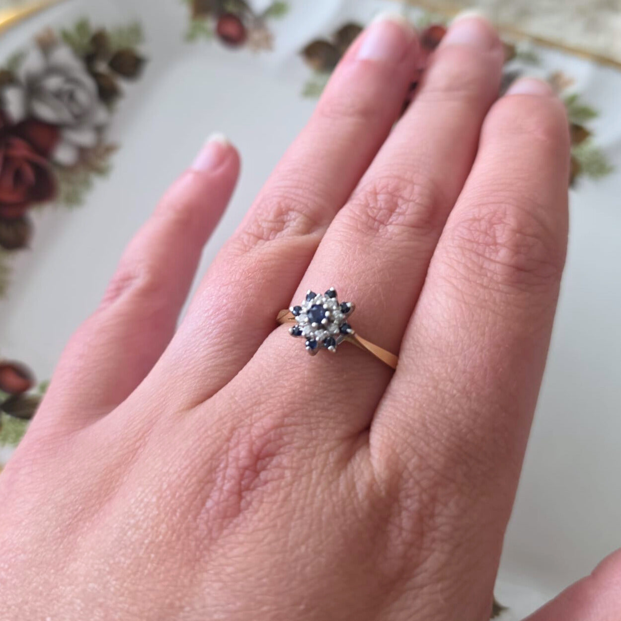 Vintage 14k gouden ring met saffier