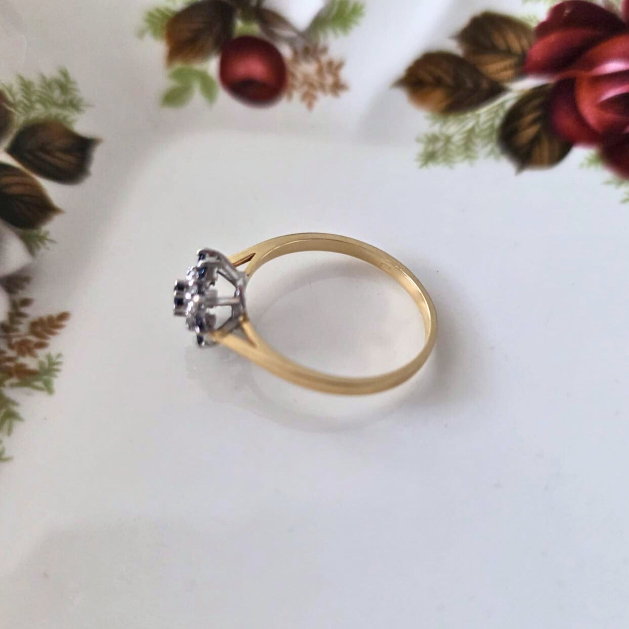 Vintage 14k gouden ring met saffier