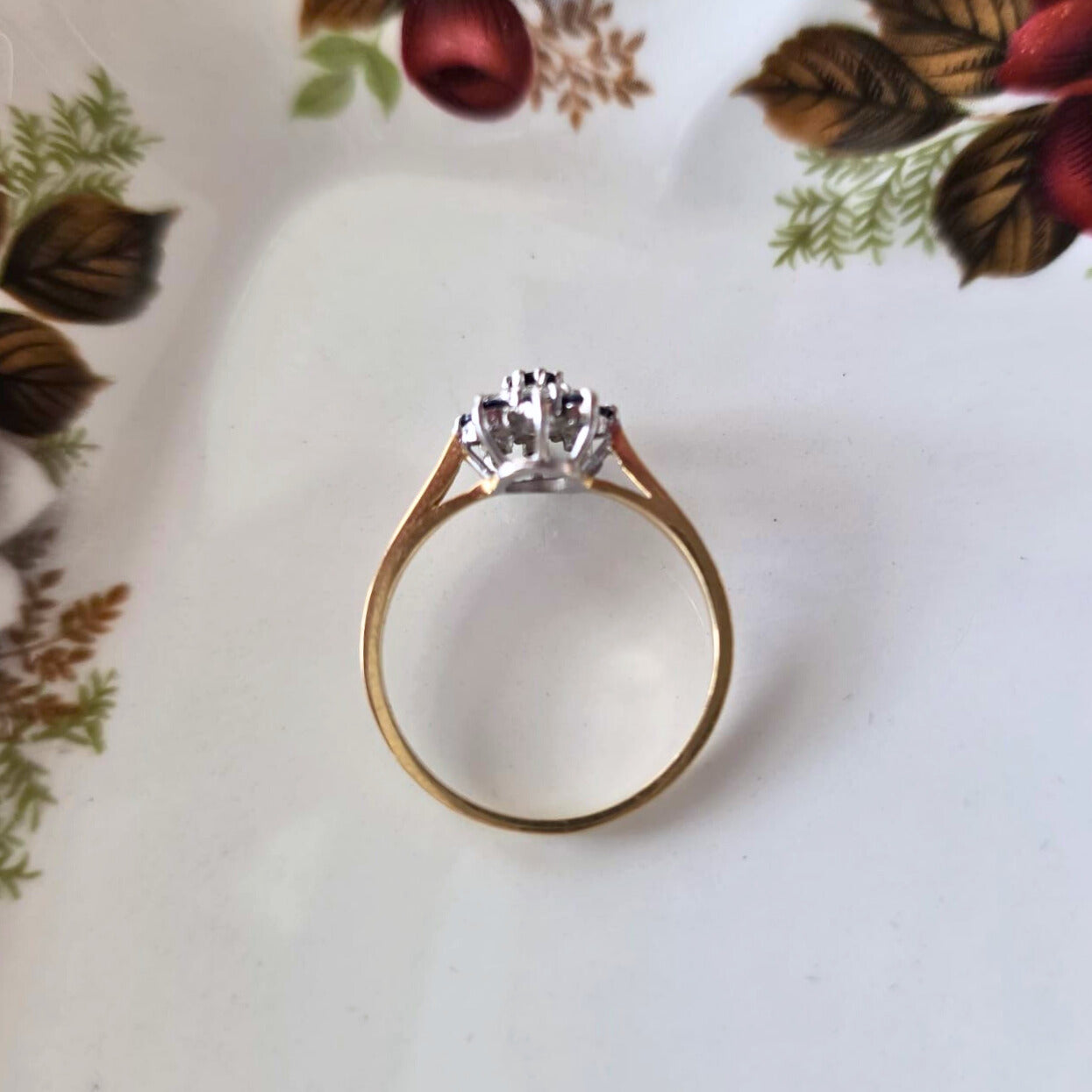 Vintage 14k gouden ring met saffier