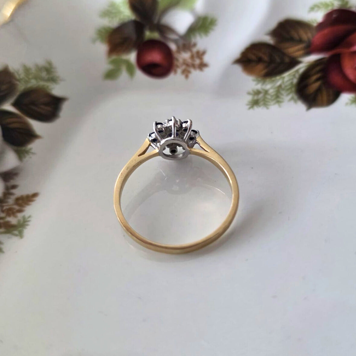 Vintage 14k gouden ring met saffier
