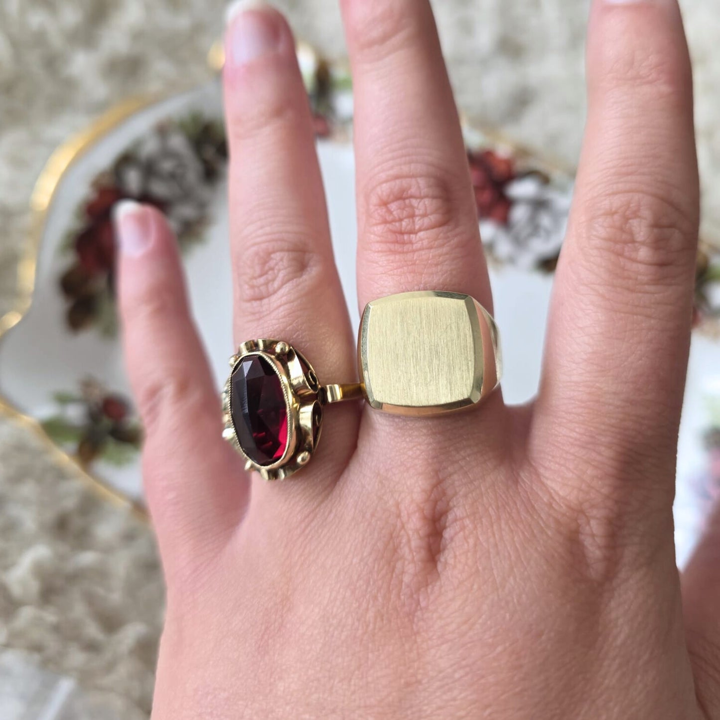 Vintage 14k gouden zegelring