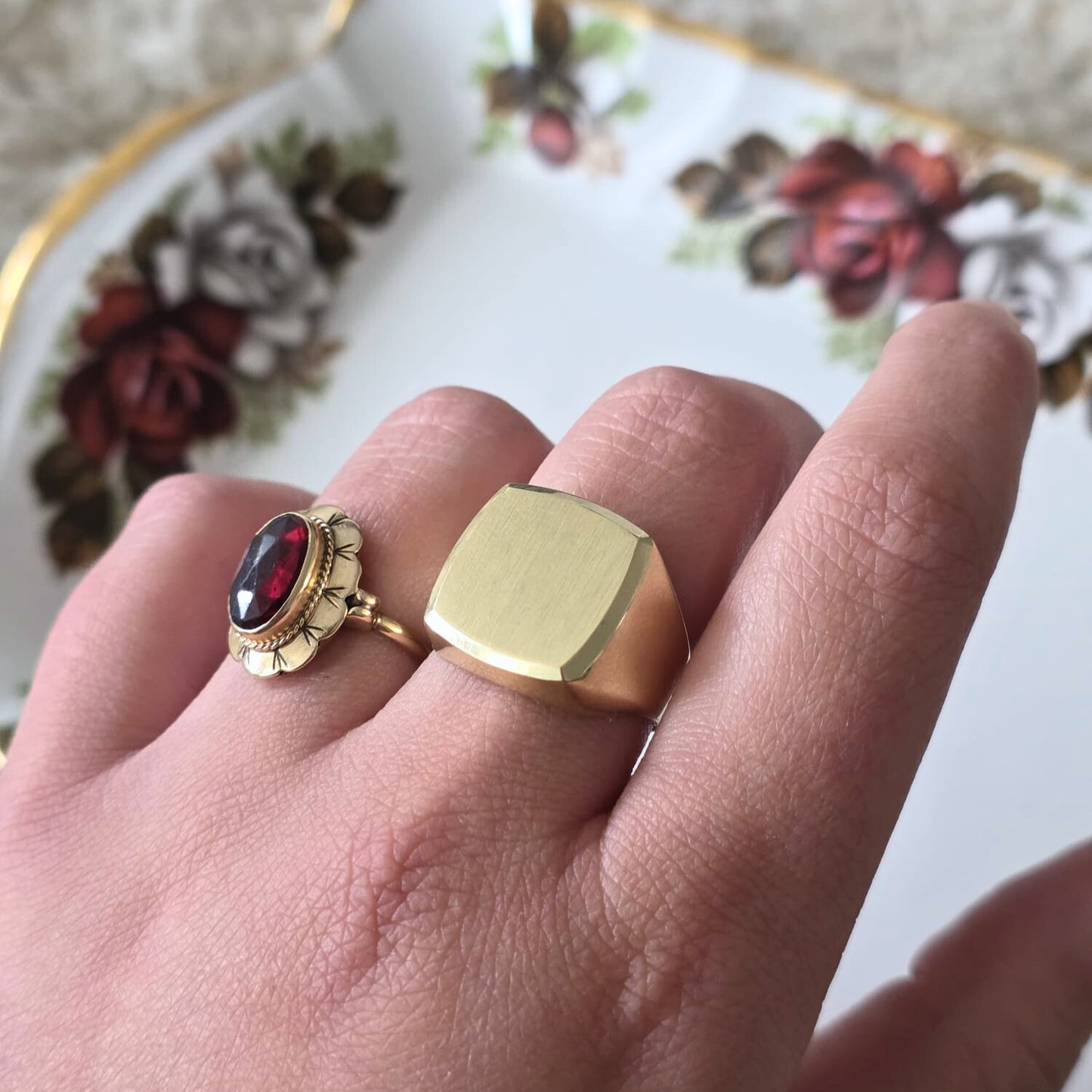 Vintage 14k gouden zegelring