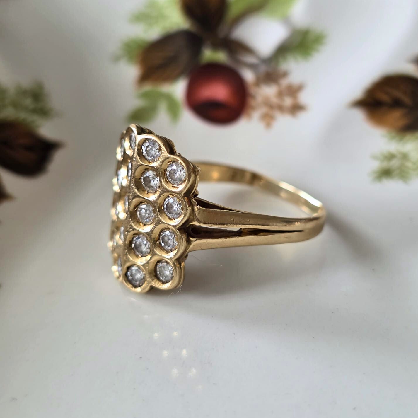 Vintage 14k gouden ring met 18 diamanten