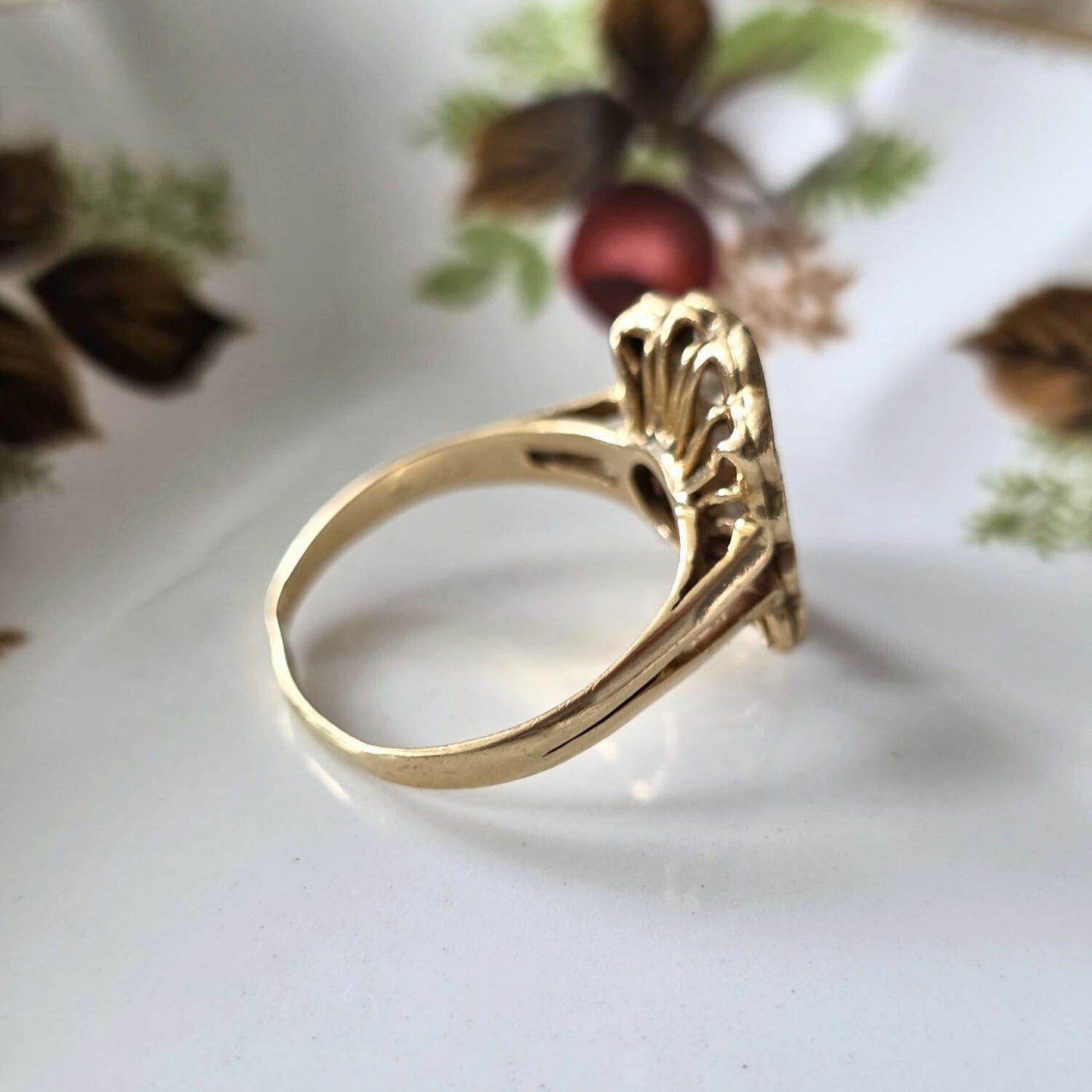 Vintage 14k gouden ring met 18 diamanten