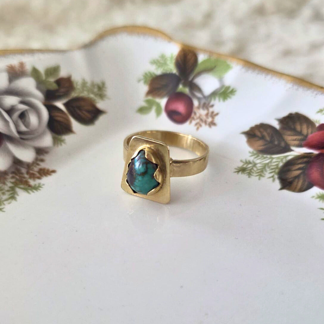 Vintage 14k gouden ring met turquoise