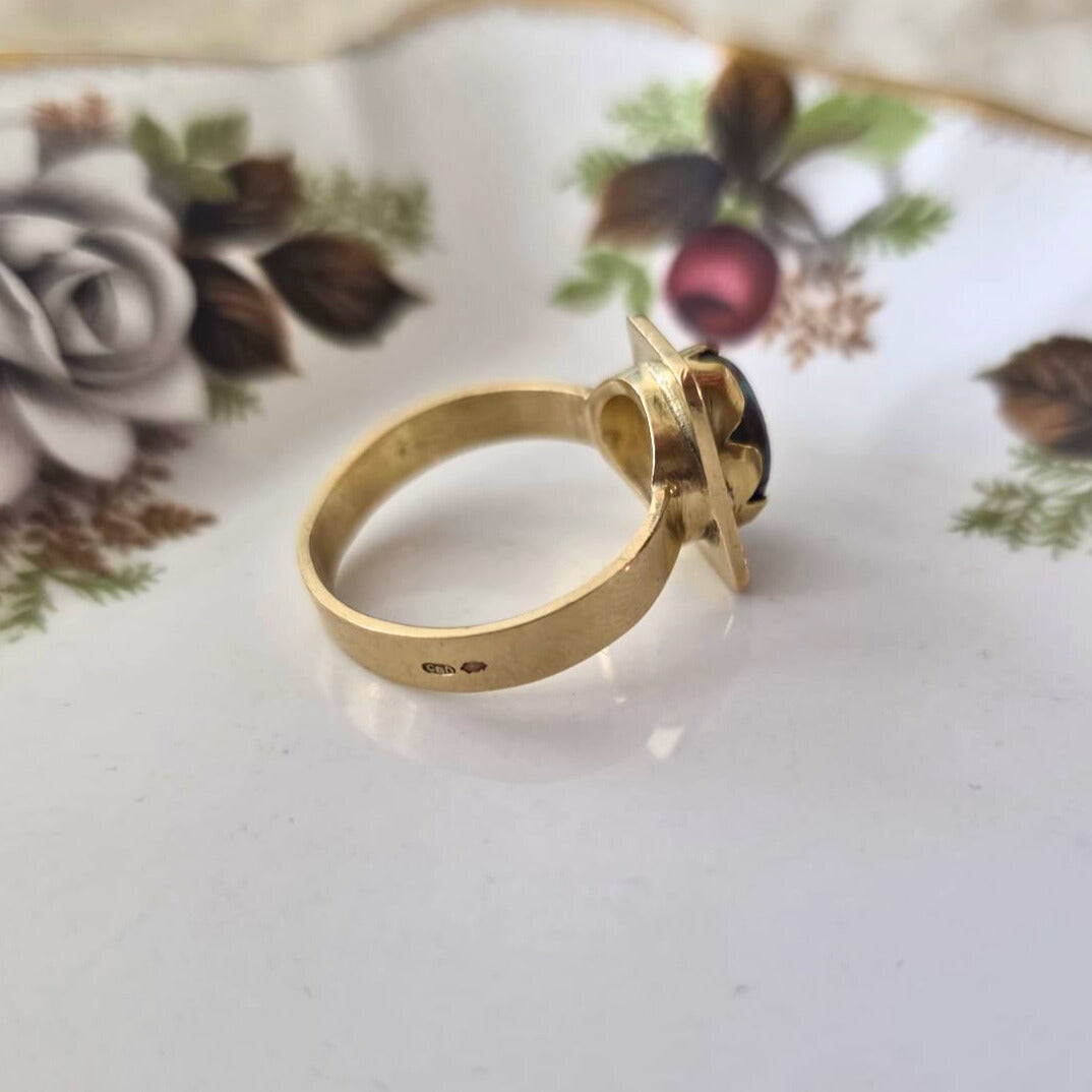 Vintage 14k gouden ring met turquoise