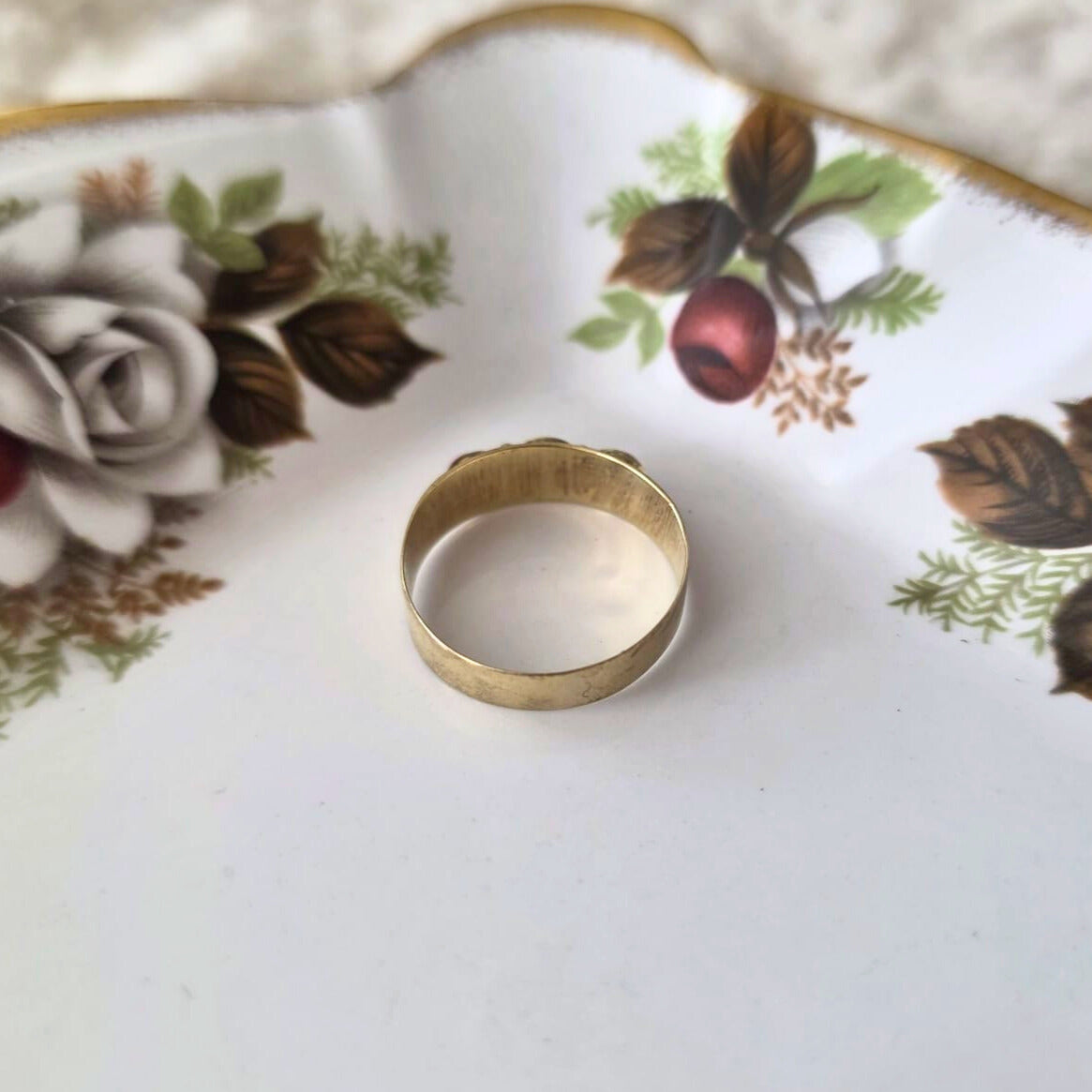 Vintage 14k gouden ring met bloedkoraal