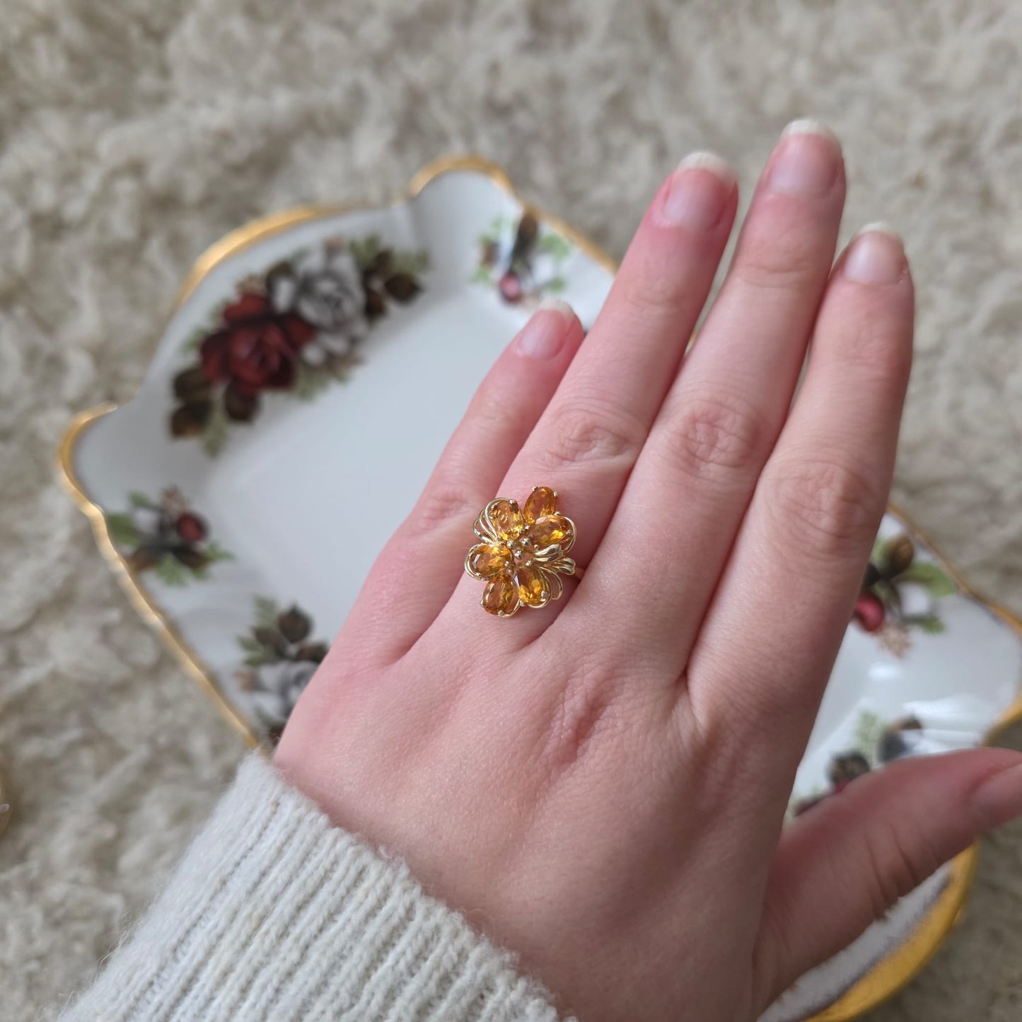 Vintage 14k gouden ring met citrien