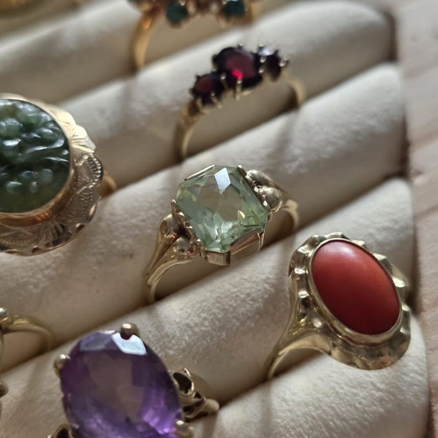 Vintage 14k gouden ring groene spinel