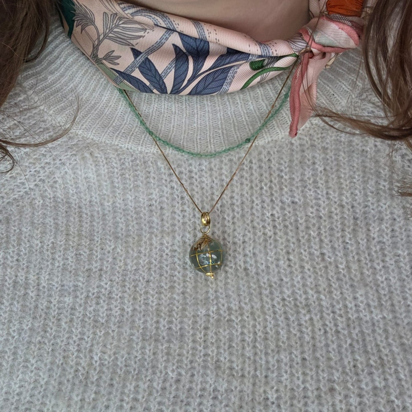 Vintage 18k gouden hanger wereldbol